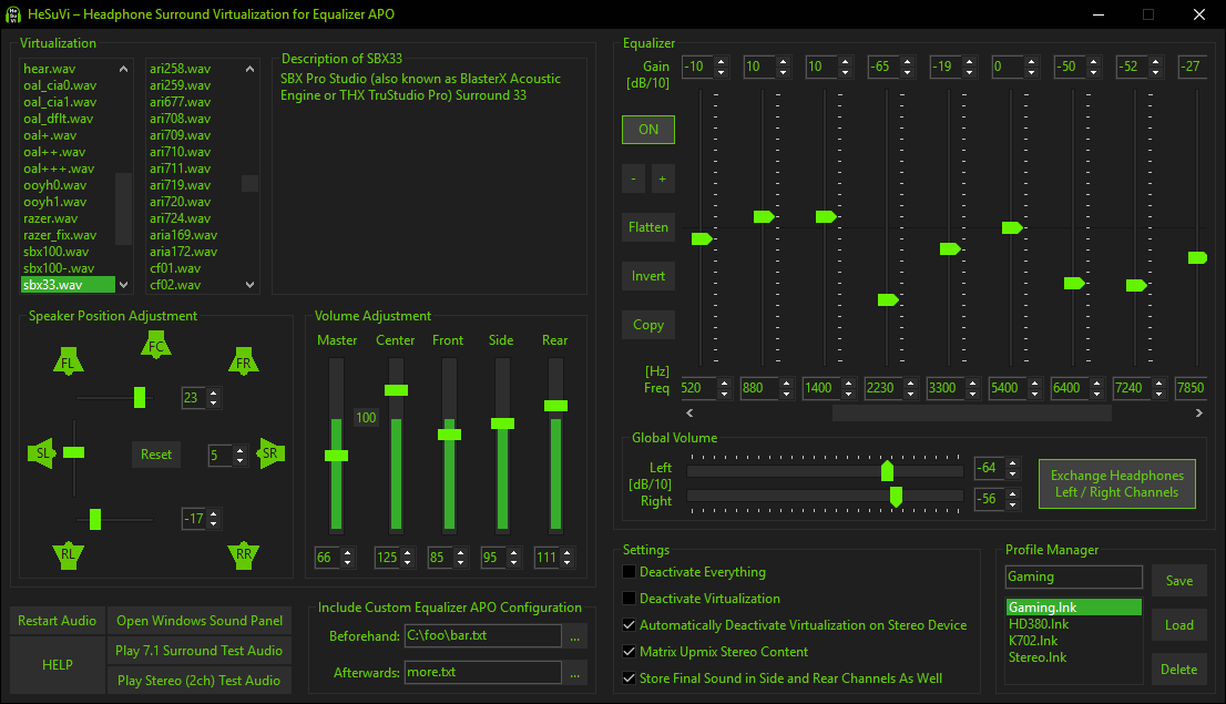 HeSuVi z EQ APO - dźwięk Sorround