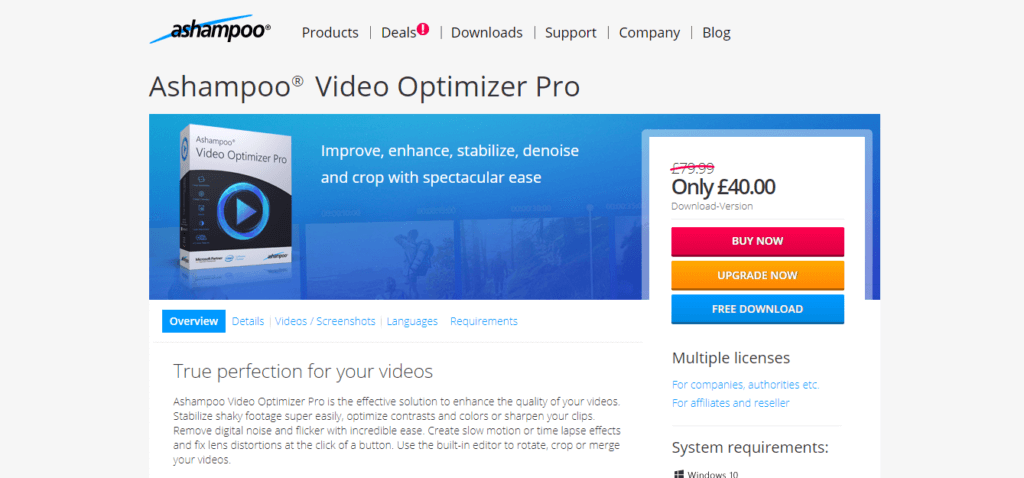 Ashampoo Video Optimizer Pro - Oprogramowanie wideo w zwolnionym tempie