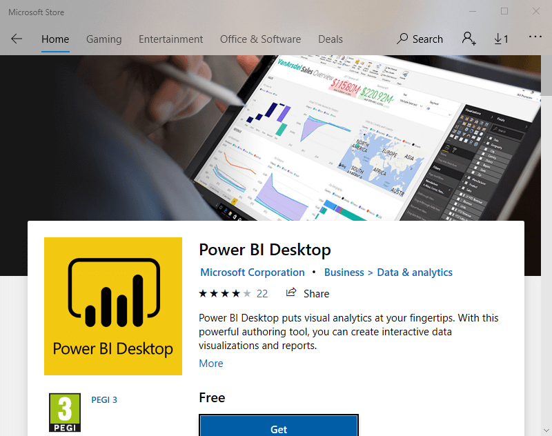 Power BI's MS Store page can't open power bi file