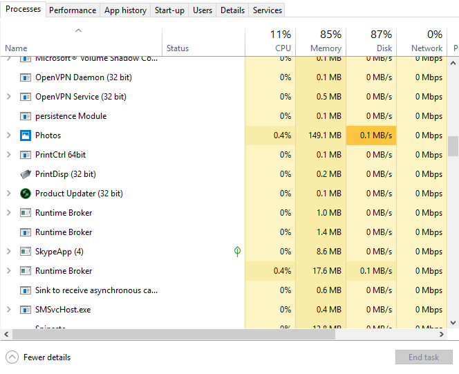 Karta Procesy Wykorzystanie dużej pamięci przez microsoft.photos.exe