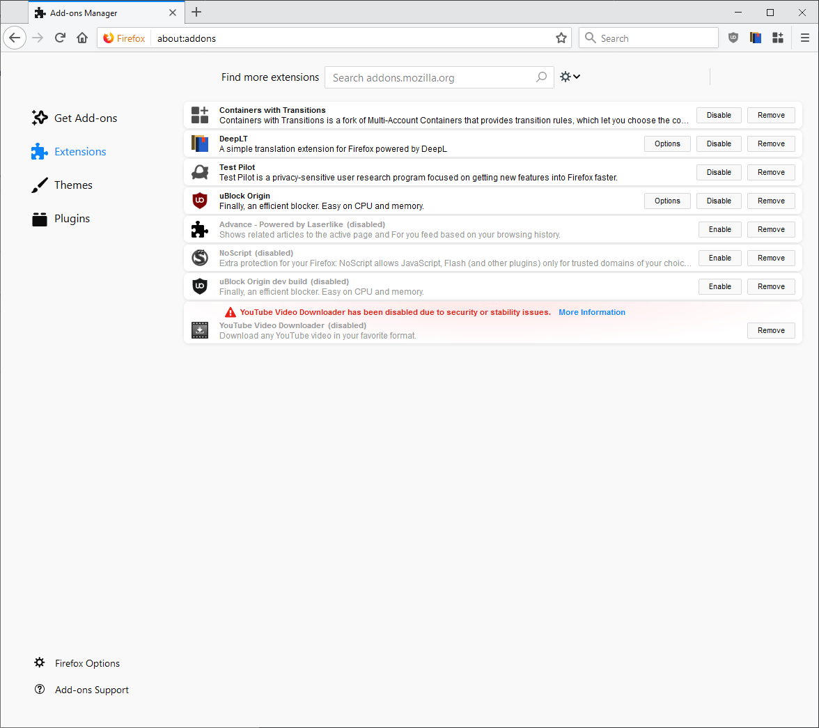 Firefox dodatki kompaktowe