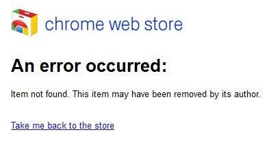 Chrome Web Store Wystąpił błąd