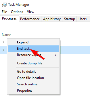 Kontrola głośności wygrała't open end task in task manager