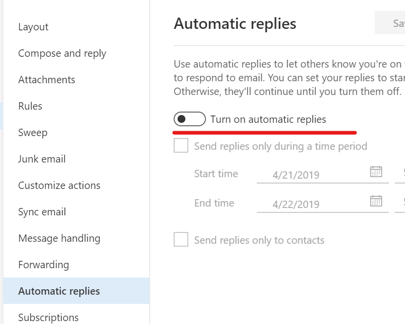 Outlook Wyłącz automatyczne odpowiedzi