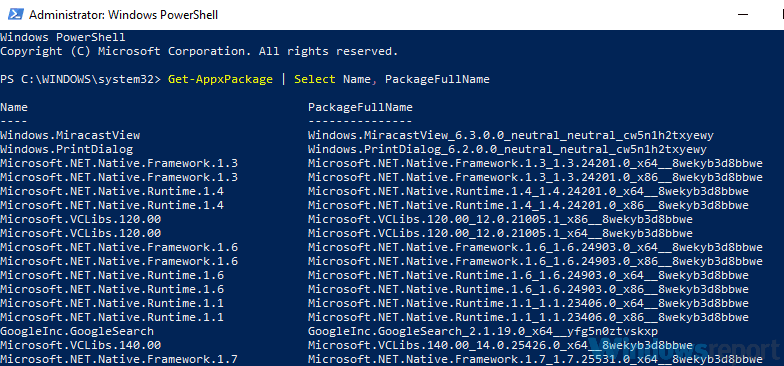 PowerShell wszystkie aplikacje wyszarzyły aplikacje