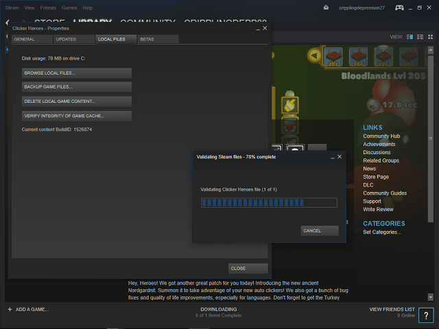 klient Steam weryfikuje pliki gry