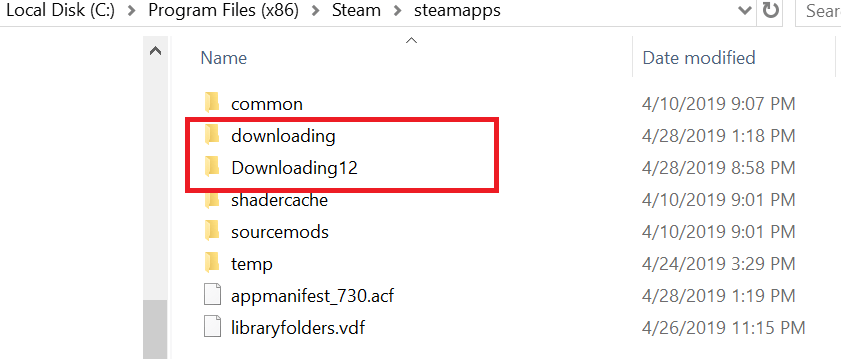 SteamApps zmienia nazwę fodler Downloading12- Downloadibg