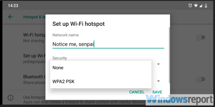 dlaczego wygrał't my computer connect to my android hotspot