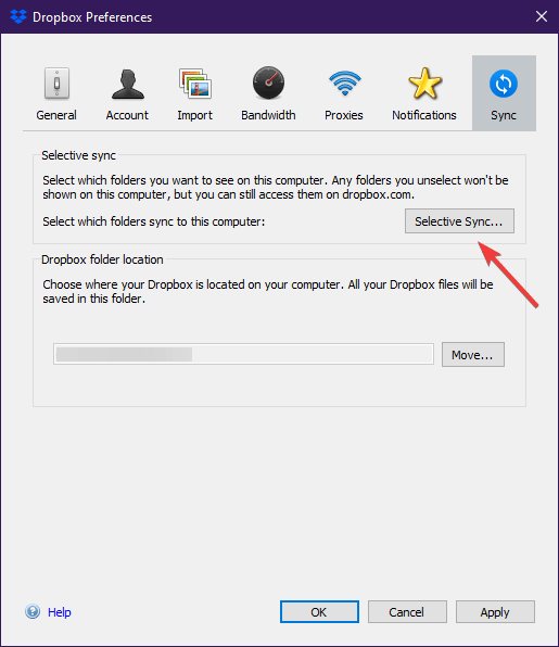 Dropbox Selective Sync
