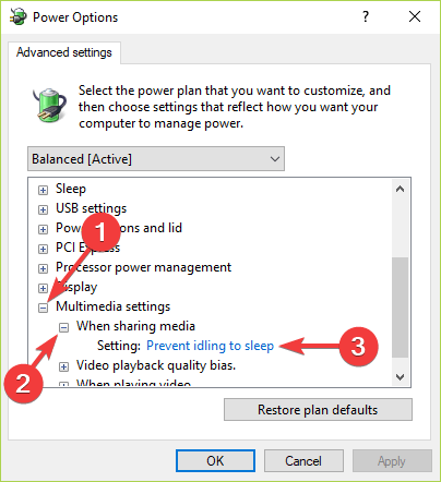 Ustawienia multimediów PC przechodzi w tryb uśpienia podczas przesyłania strumieniowego wideo