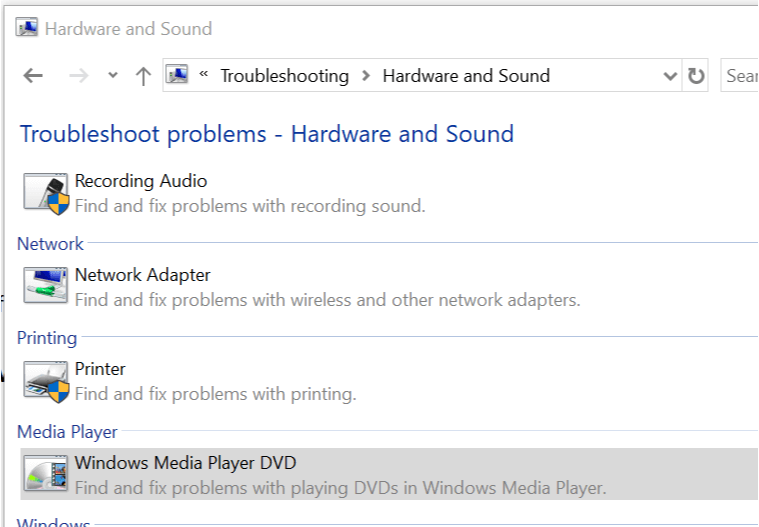 okno rozwiązywania problemów Problemy z pustymi dyskami CD programu Windows Media Player