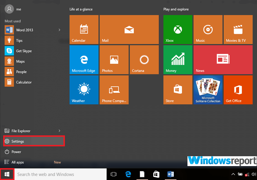 ustawienia menu start Windows zawsze musi się aktualizować