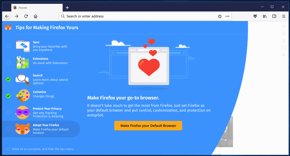 wskazówki fotonów firefox 6