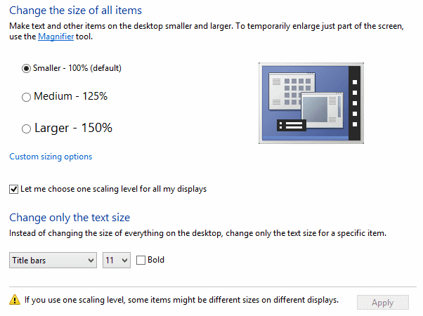 skalowanie w systemie Windows 8.1 dpi