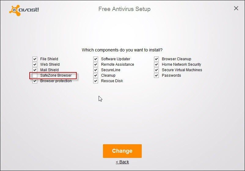 avast setup usuń safezone 2