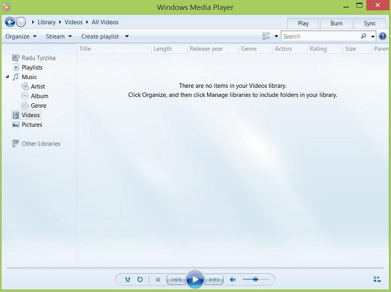 otwórz Windows Media Player 8