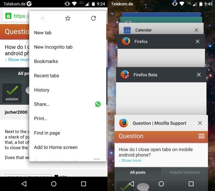 chrome android 5 zamknij zakładki