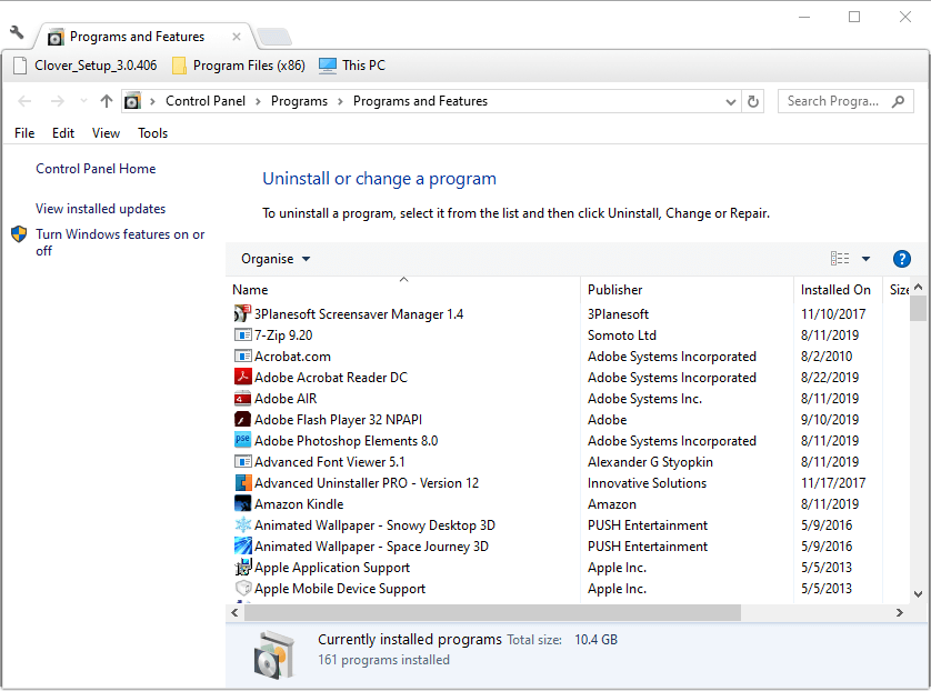 Deinstalator Windows nie działa Windows 10