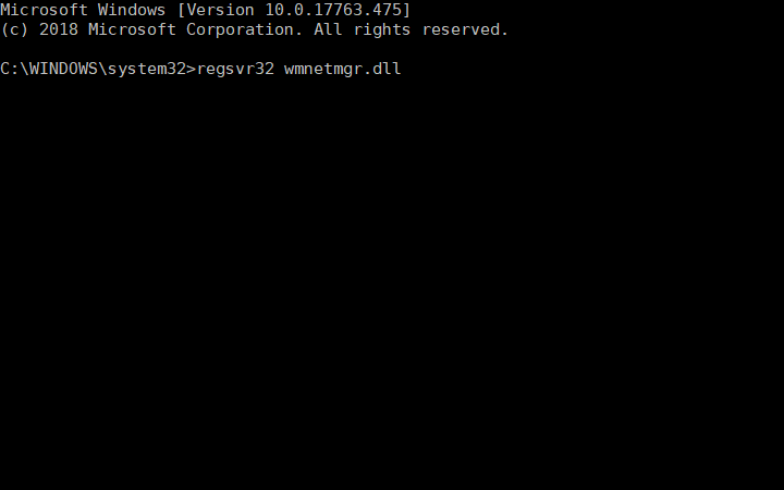 regsvr32 wmnetmgr.dll cmd