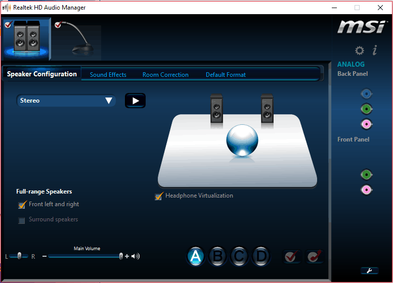 Korektor HD Audio Manageraudio dla Windows 10