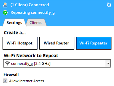 zrzut ekranu hotspotu connectify