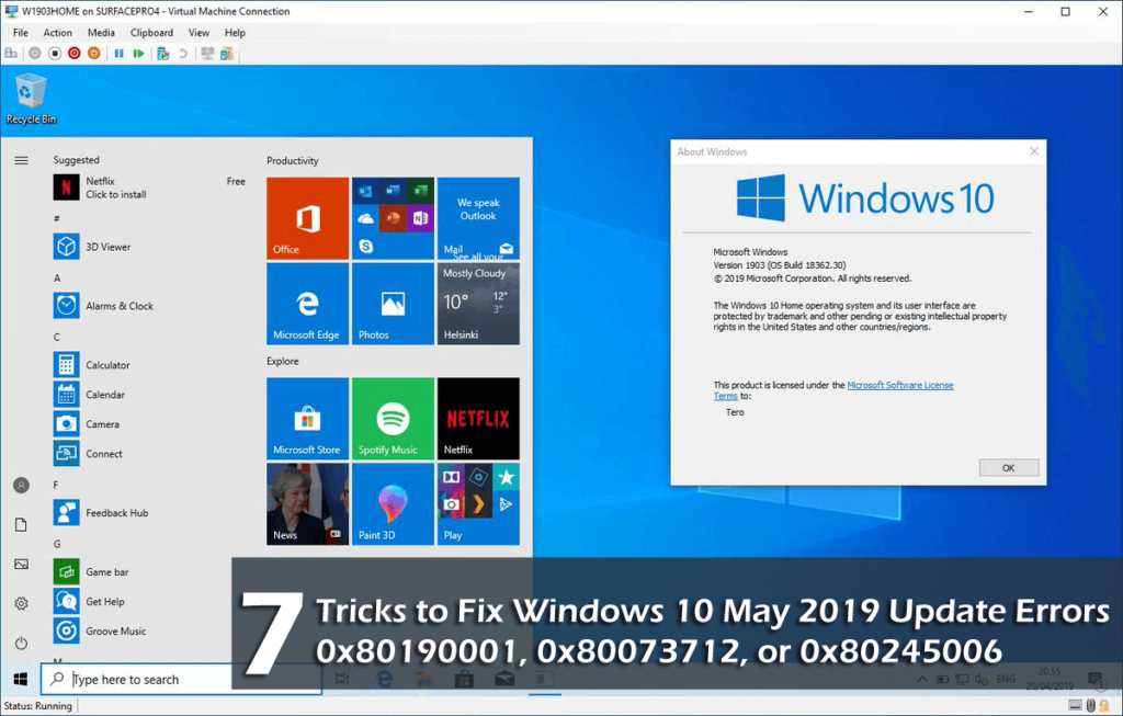 Błędy aktualizacji systemu Windows 10 maja 2019 r