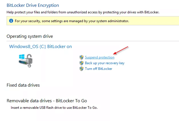 Zawieś ochronę funkcji BitLocker