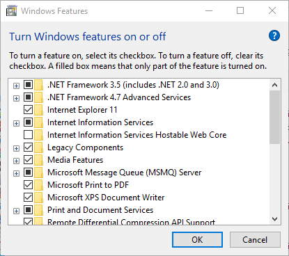 włącz lub wyłącz funkcje systemu Windows