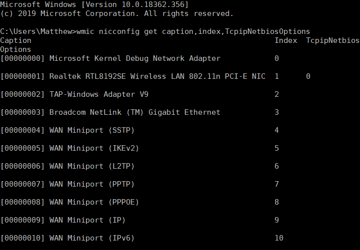 indeks karty sieciowej Windows 10 jak wyłączyć Netbios