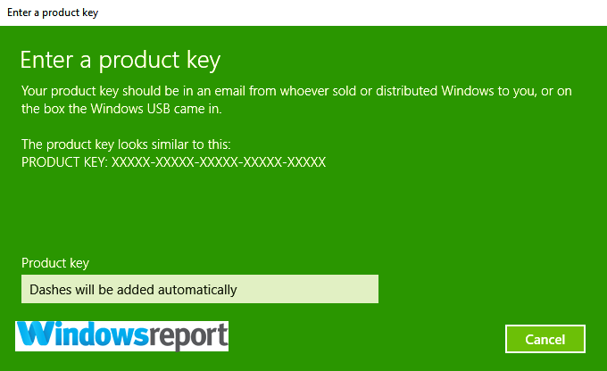 wprowadź klucz produktu Windows wymaga ponownej aktywacji