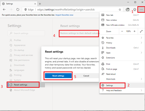 Zresetuj przeglądarkę Microsoft Edge Chromium