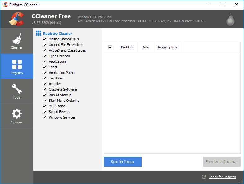 CCleaner Windows 10 nie działa