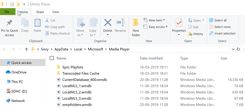 Odbuduj bazę danych biblioteki WMP, jeśli Windows Media Player nie może usunąć pliku z urządzenia