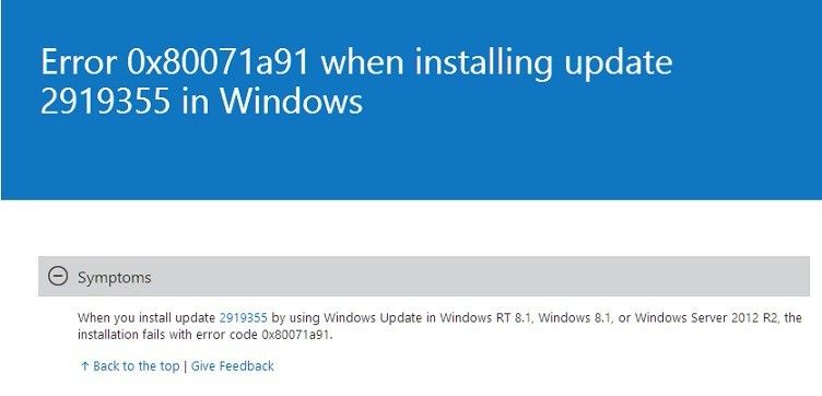 0x80071a91 Błąd naprawy systemu Windows 8.1