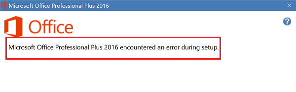Microsoft Office Professional Plus napotkał błąd podczas instalacji