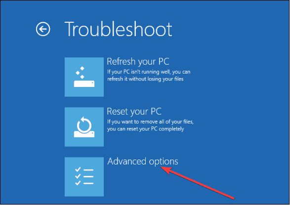 Opcje zaawansowane rozwiązują problemy z systemem Windows 10
