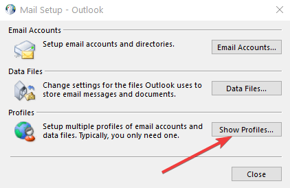 pokaż profil poczty Outlook