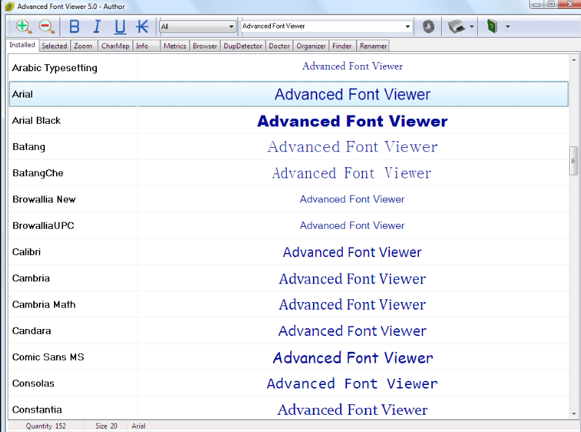 Advanced Font Viewer - darmowe czcionki dla systemu Windows 10