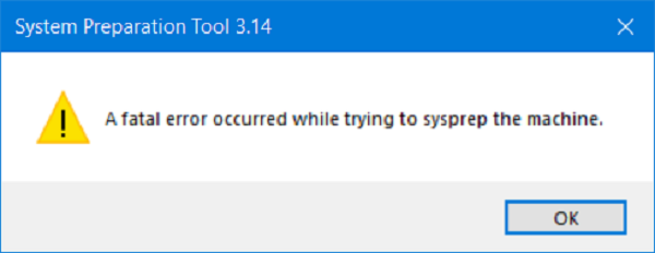 Wystąpił błąd krytyczny podczas próby sysprepowania komputera
