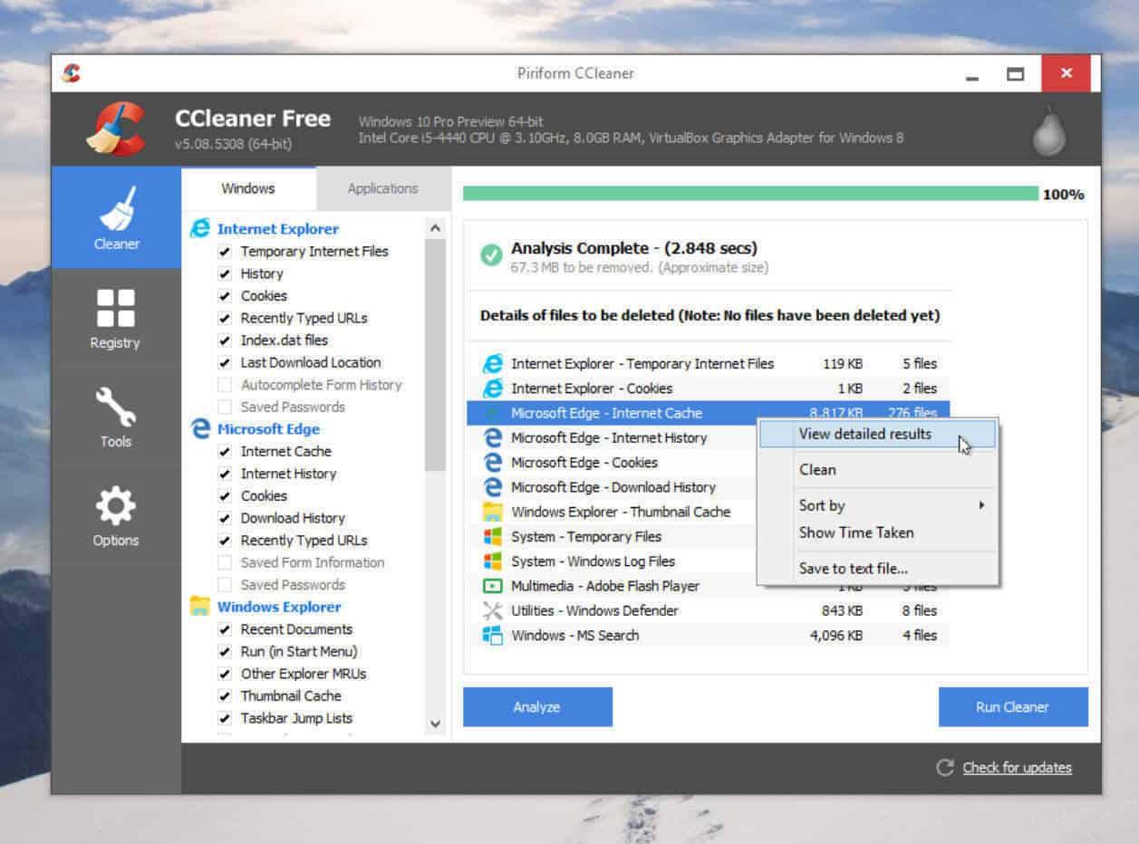 ccleaner kompatybilny z Windows 10