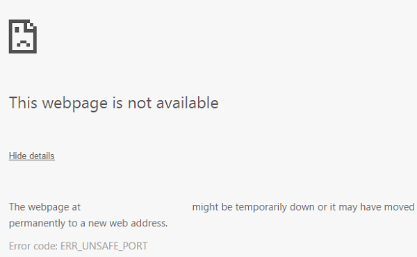 Błąd ERR_UNSAFE_PORT w Chrome