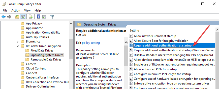 BitLocker Wymagaj dodatkowego uruchomienia uwierzytelniania