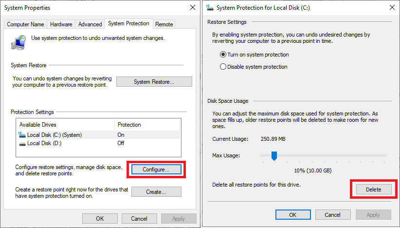 punkt przywracania kopii zapasowej systemu Windows 10