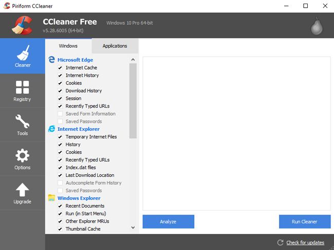 oczyść Windows 10 ccleaner