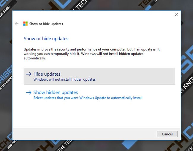 ukryj aktualizacje systemu Windows 10