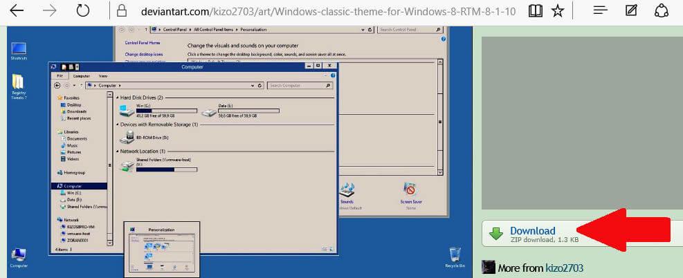 Motyw Windows 95 dla Windows 10