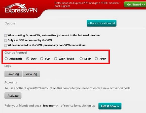 protokoły expressvpn