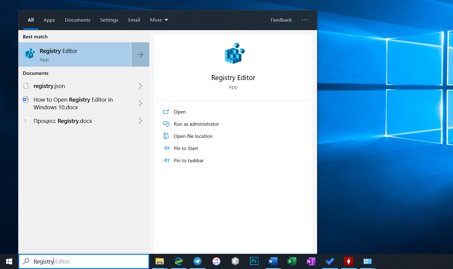 Uzyskaj dostęp do Edytora rejestru Windows 10