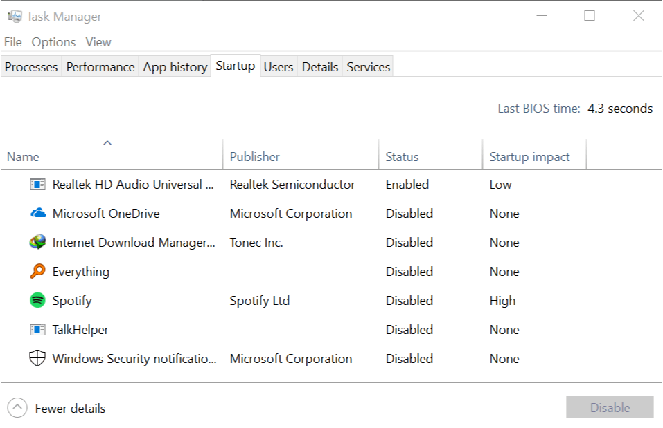 Wyłącz aplikacje startowe Windows 10 Określony użytkownik nie ma prawidłowego profilu