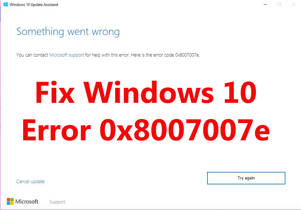 Błąd aktualizacji systemu Windows 10 0x8007007e